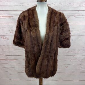 Vintage Mid Century Pecan Brown Luxurious Mink Fur Stole Wrap Cape Bolero Shawl